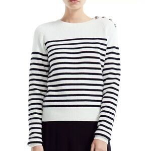 Maje Marine Stripe Button Detail Sweater